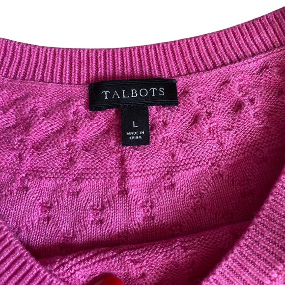 Talbots Pink Cable Knit Crew Neck Sweater - Picture 4 of 5